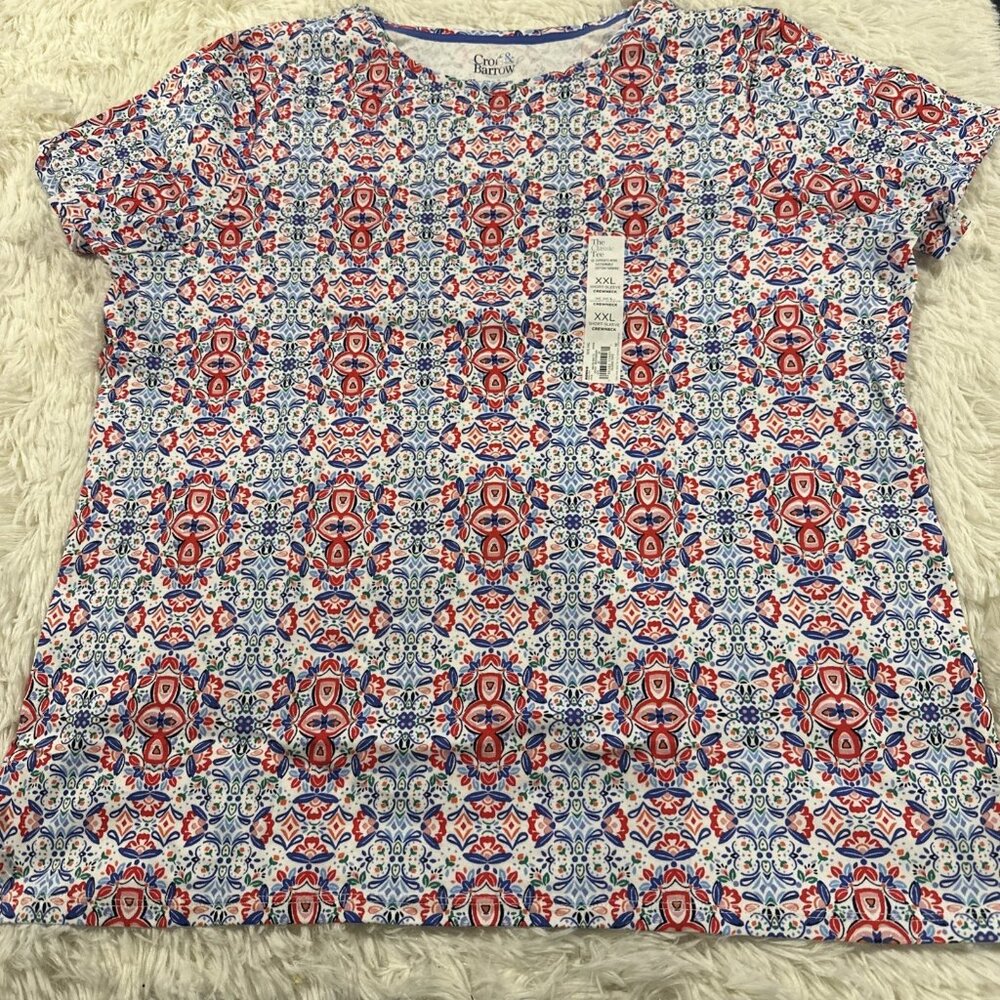 Croft and Barrow XXL womens NWT colorful geo pattern The Classic Tee